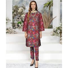 2 Pcs Women's Unstitched Khaddar Printed Suit