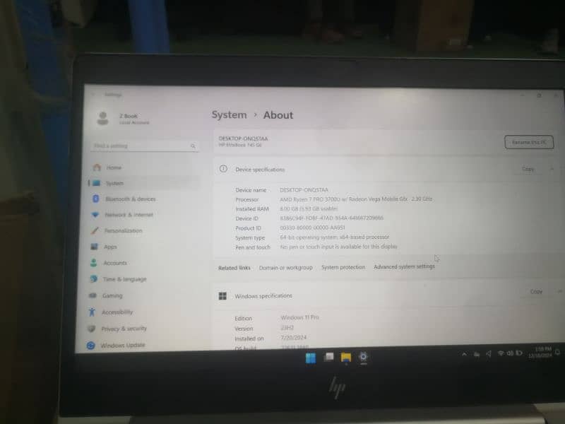 Hp 745 G6 7th gen 8gb ram 256gb SSD A plus condition 3