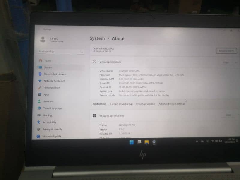 Hp 745 G6 7th gen 8gb ram 256gb SSD A plus condition 4