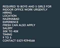 Required boys and girls for part time and full time job