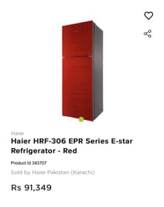 Haier HRF-306 EPR Series E-star Refrigerator - Red