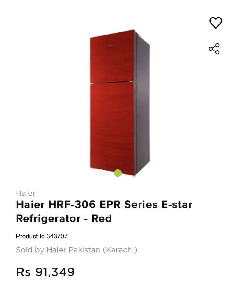 Haier HRF-306 EPR Series E-star Refrigerator - Red 0