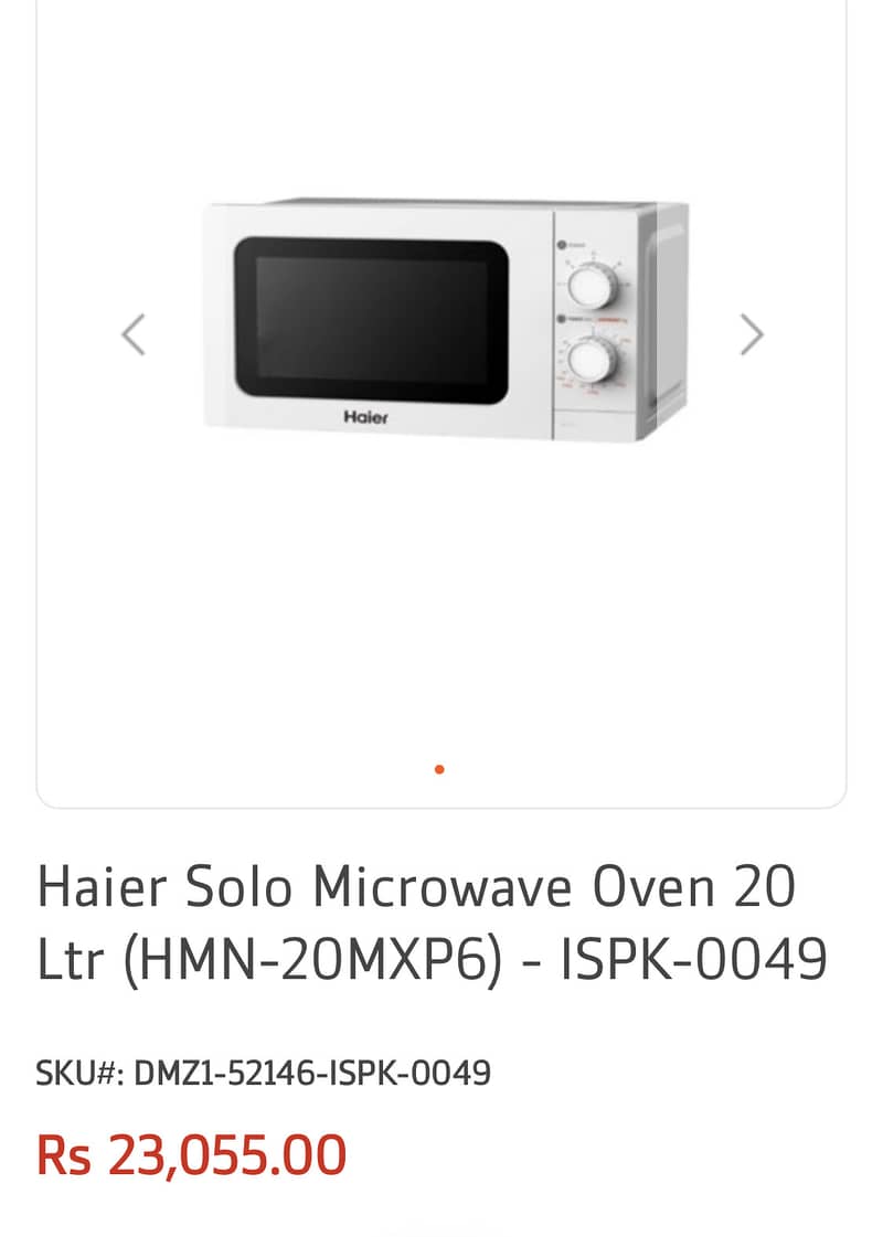 Haier Solo Microwave Oven 20 Ltr (HMN-20MXP6) - ISPK-0049 0