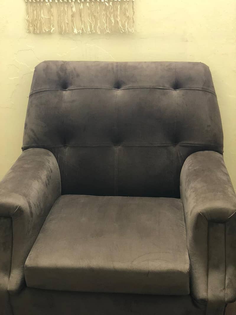 Greyish Brown Velvet Single Seater Sofa 1