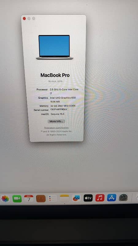 Apple MacBook pro 2019 core i9 15inch 8