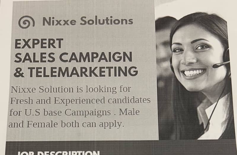 Nixxe Solution Call Centre Jobs Availble 0