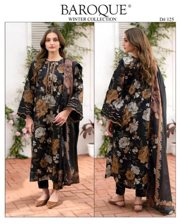 3 Pcs women's unstitched digital print suit and Free delivery 3