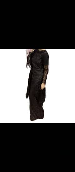 black sequins bodycon shaped maxi dress with free net dupatta