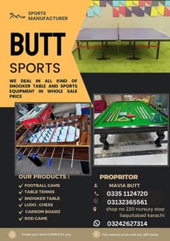 FOOTBALL GAME , FOSSBALL , ROD GAME , SNOOKER TABLE ,  LUDO , CARROM