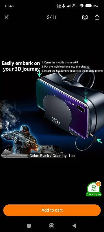 VRG Pro 3D VR Headset - Telescope Design, Immersive Gaming 7