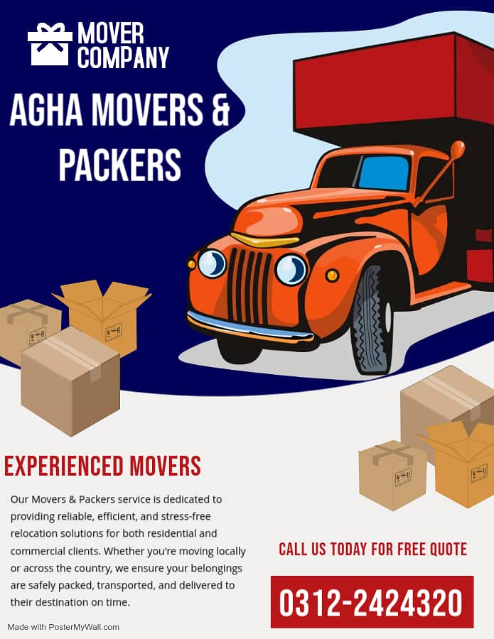 Movers and Packers, Home Shifting, Cargo, Courier, Agha Movers 1