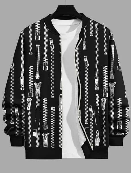 Men's Printed Polyester Jacket - 1 Pc Stylish Outerwear 2