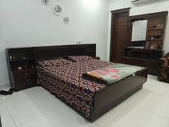 bed set - double bed - pure wooden bed with side tables dressing table