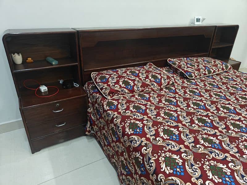 bed set - double bed - pure wooden bed with side tables dressing table 1