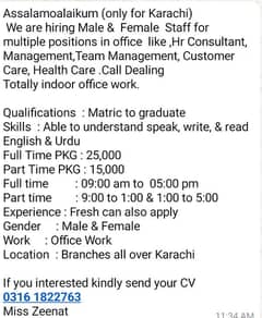 need staff for office Indore work