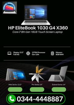 HP EliteBook 1030 G4 X360 Core i7 8th Gen 16GB Touch Laptop for sale