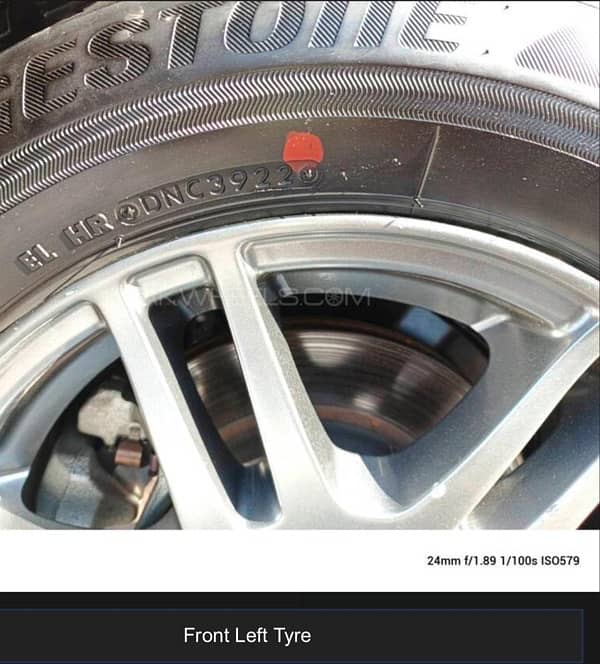 Bridgestone Tyres and 14 inch rims (4 nuts) for sale 2