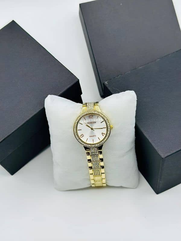 Ladies Stone watch round dial 4