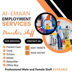 Maids, House Maid, cook, chef, Baby Sitter, Driver, Nurse, available