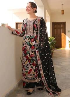 3 pcs unstitched suit - fancy collection - CHIFFON Suit