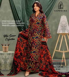 3 Pcs Sapphire Lawn Printed Suit Women