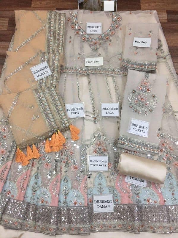 Organza Fabric Full Heavy Embroidery Suit 1