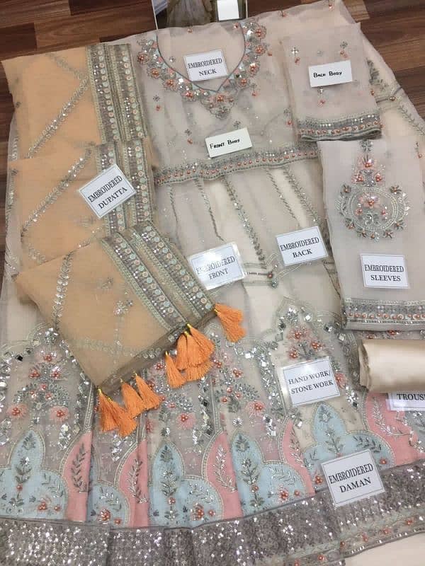 Organza Fabric Full Heavy Embroidery Suit 3