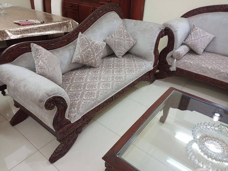 7 seater wodden pure sofa for sale 3