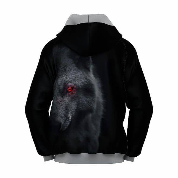 Mens Black Graphical wolf eye Hoodie 1