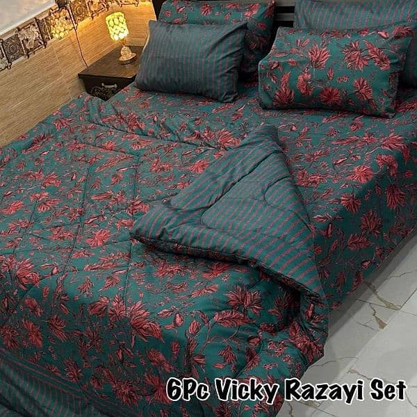 luxurious 6 pcs printed mix cotton king size Razai set 8