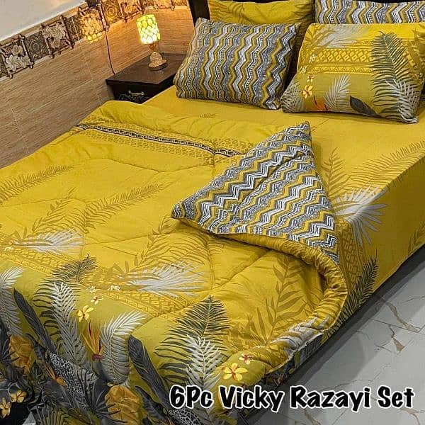 luxurious 6 pcs printed mix cotton king size Razai set 9