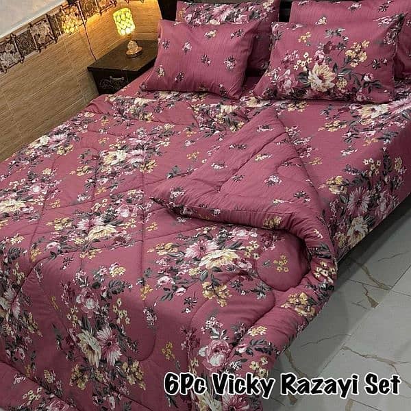 luxurious 6 pcs printed mix cotton king size Razai set 12