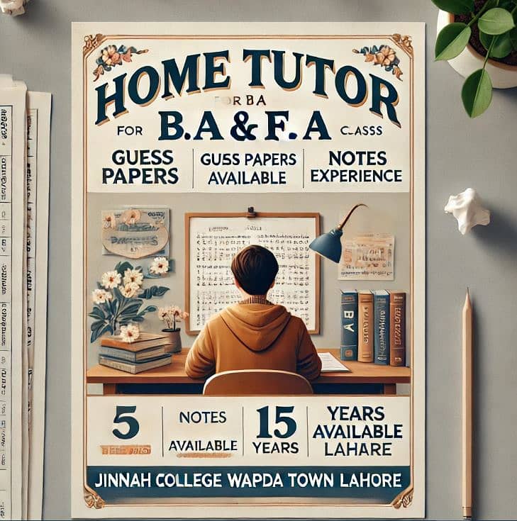 Home Tutor Available For BA & FA Classes 1