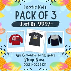 Kids Clothing Pack of 3 in Just 999/-