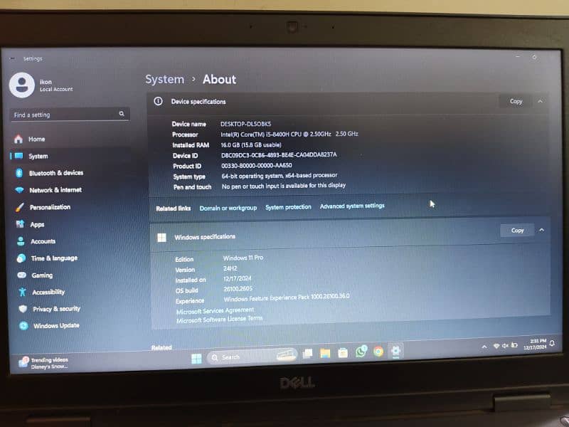 Dell Latitude 5591 Core i5 8th Gen H processor 7