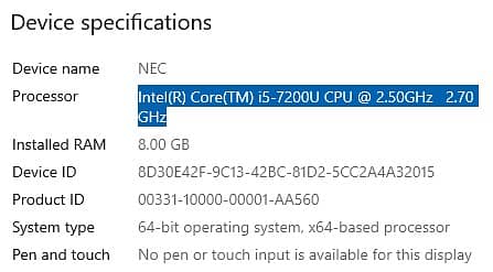 NEC NS150/G CORE i5 7TH GEN 0