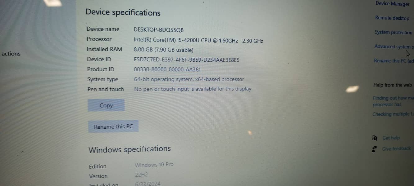 Lenovo Laptop Core i5 8 GB RAM 4