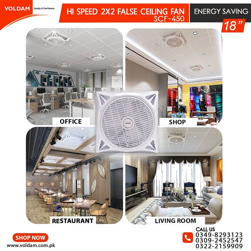 VOLDAM FALSE CEILING FAN 2x2 18" 2