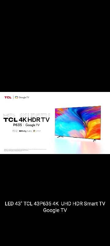 LED 43" TCL 43P635 4K  UHD HDR Smart TV Google TV 2