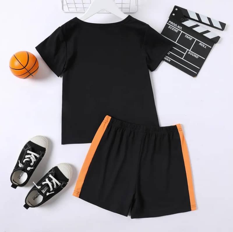 2 PCs Stitched Cotton Tee Shirt And Cotton short -Basket Ball Graphic 1