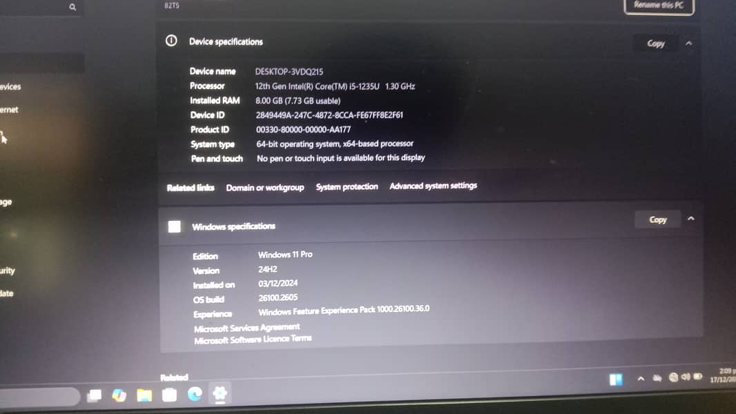 Lenovo cori5 12genration 8gbram 256gb SSD 2