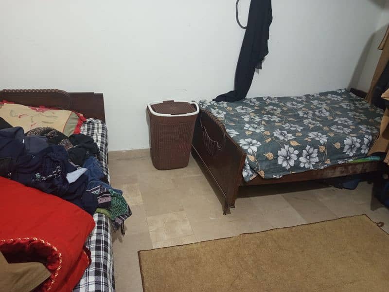 2 single bed with 1 mattress for sale 3