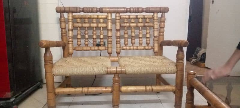 wodden sofa set with table 0