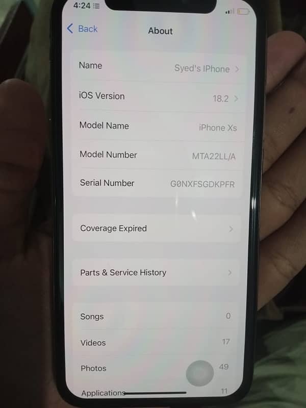 iphone xs 64 GB condition  10/9 ios 18.2 installed 1