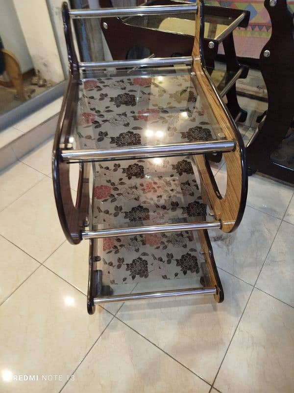 Premium Quality wooden food  tea trolley stainless steel 2