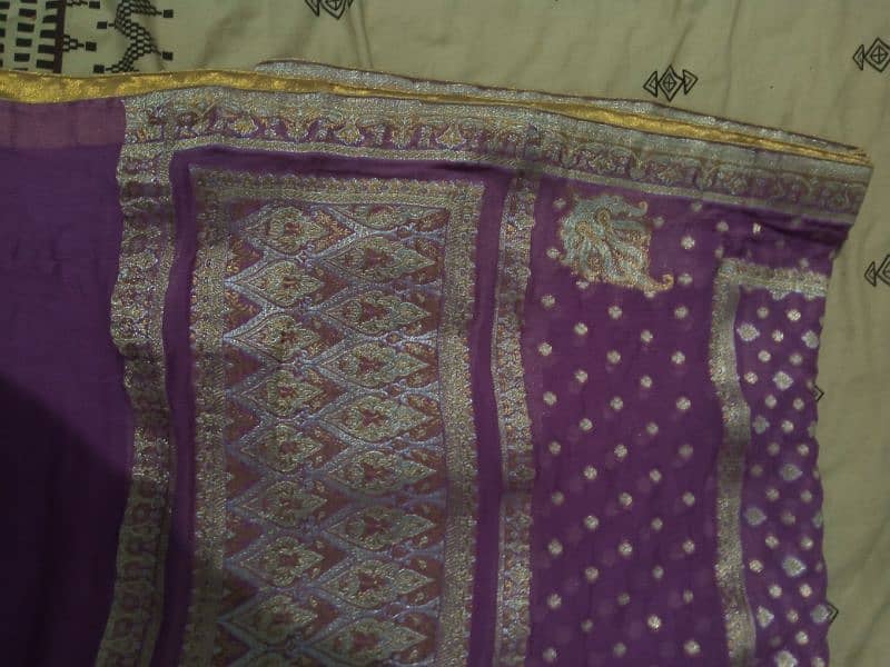 purple banarasi  suit three piece 0