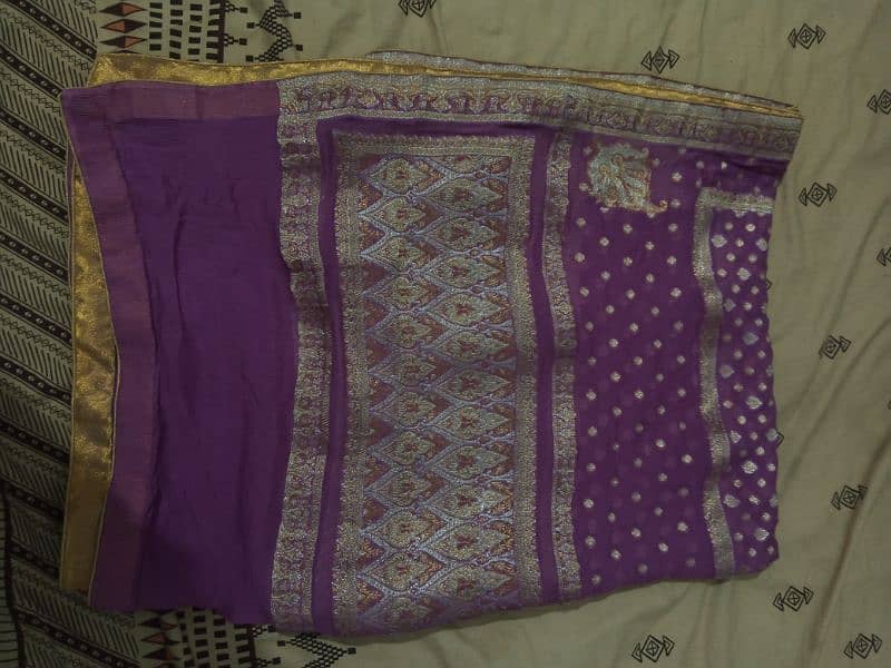 purple banarasi  suit three piece 1