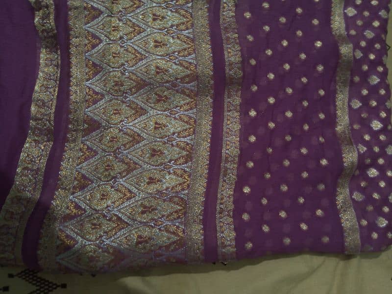 purple banarasi  suit three piece 3