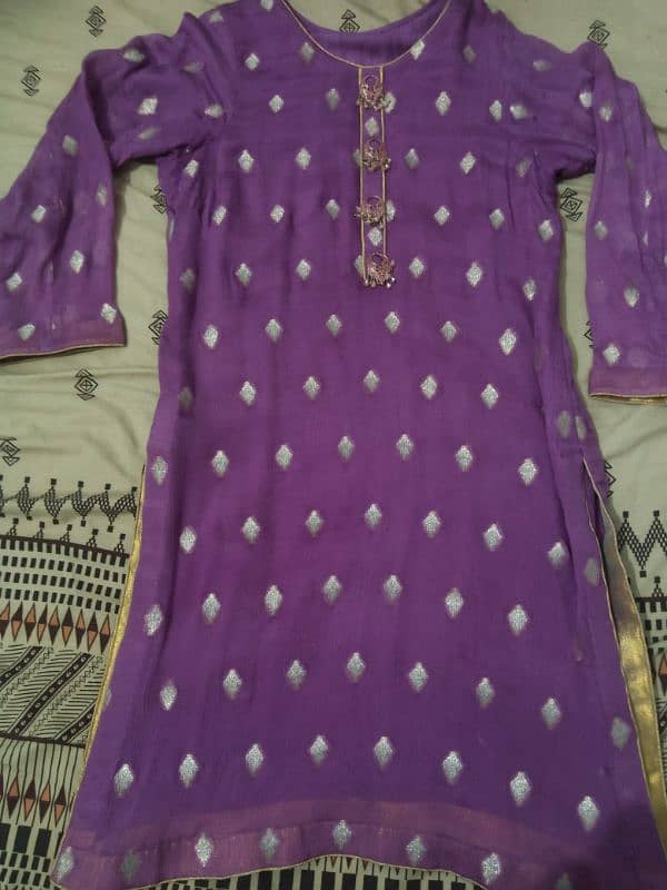 purple banarasi  suit three piece 4