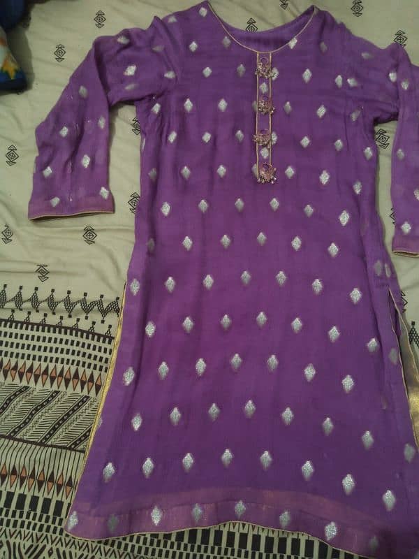 purple banarasi  suit three piece 6